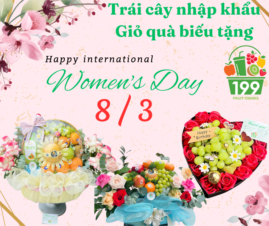 Trái cây nhập khẩu Giỏ quà biếu tặng ngày quốc tế phụ nữ 8-3